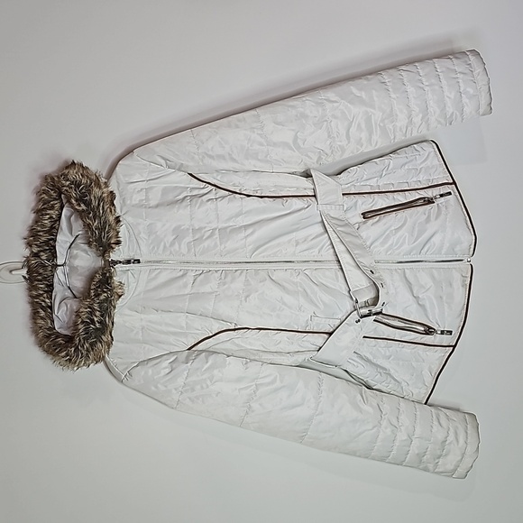 Guess medium white zip up hooded coat - Picture 1 of 8